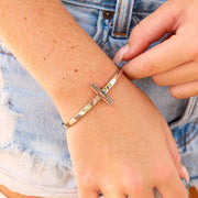 18K Gold PVD Stainless Steel Philippians 4:13 Cross Cuff Bracelet / BRJ1002